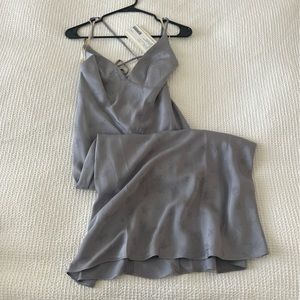 NWT Wedding Guest Dress Jenny Yoo Satin Blue Grey